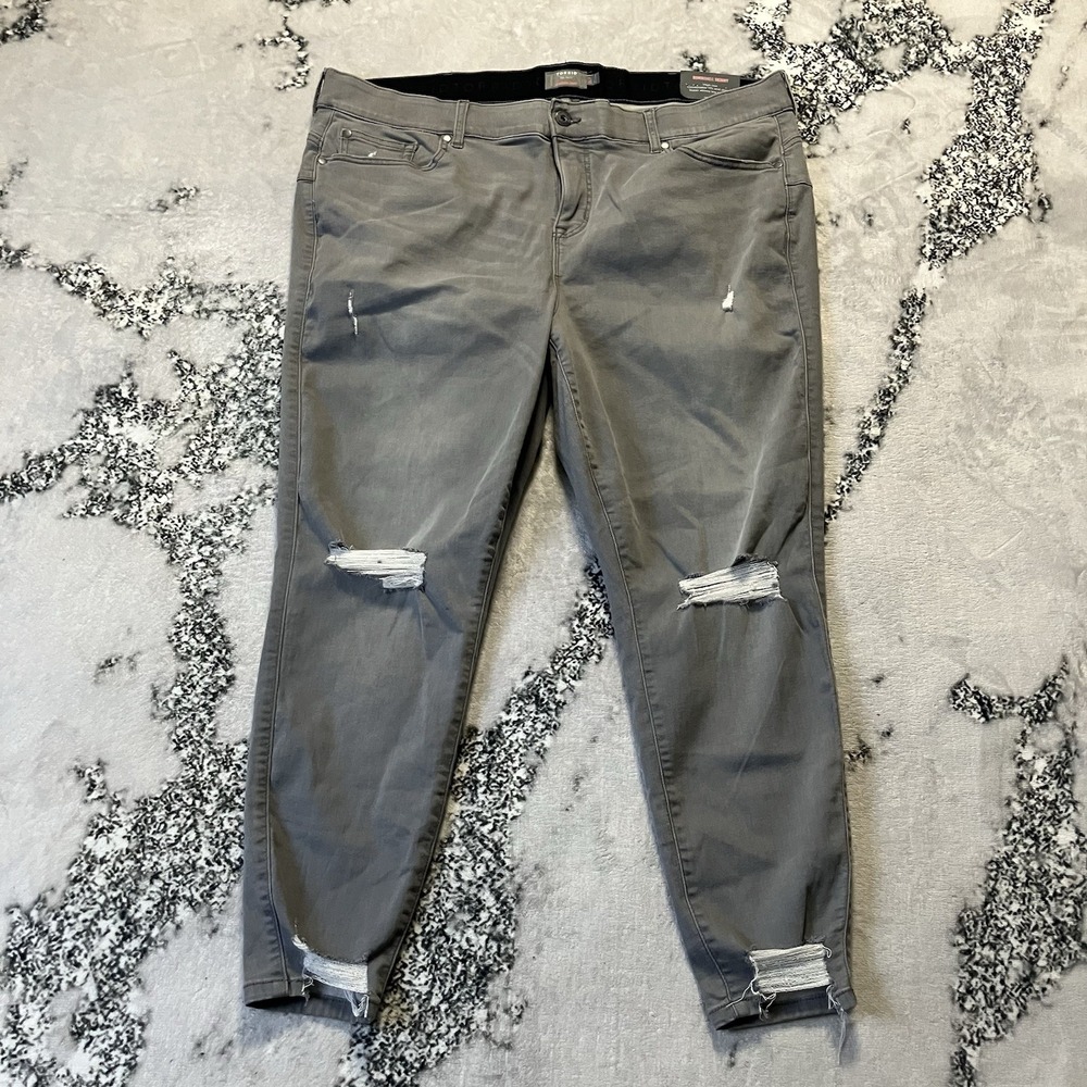Torrid Jeans Womens Size‎ 24Tall Grey Bombshell Skinny Super Soft Distressed